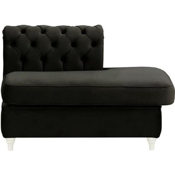 Chesterfield- Module d’extrémité carrée droit (ESR), noir - Velluto 20, Couleur des pieds: Blanc