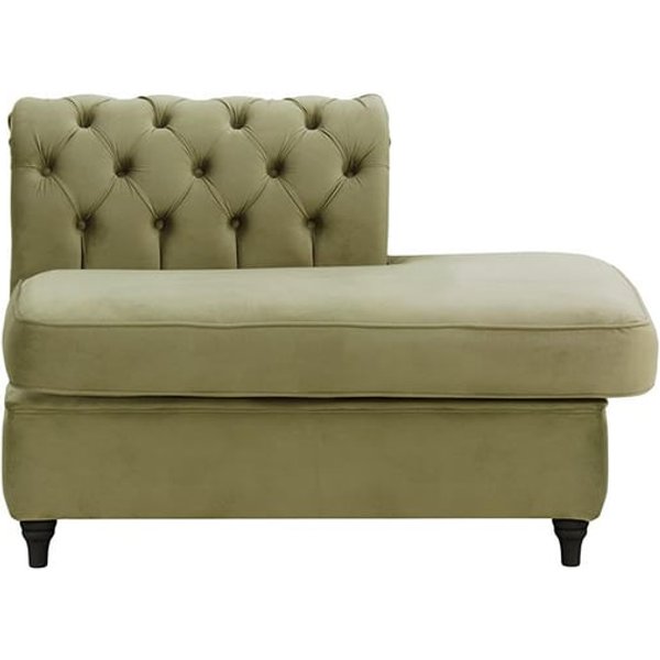 Chesterfield- Module d’extrémité carrée droit (ESR), beige - Velluto 3, Couleur des pieds: Noir