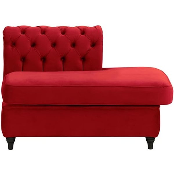 Chesterfield- Module d’extrémité carrée droit (ESR), rouge - Velluto 7, Couleur des pieds: Noir