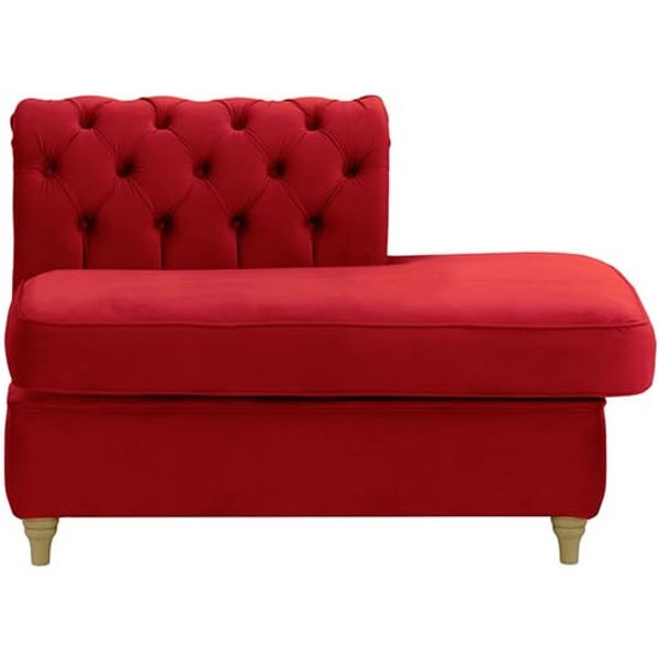 Chesterfield- Module d’extrémité carrée droit (ESR), rouge - Velluto 7, Couleur des pieds: Noir wax