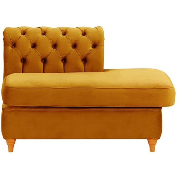 Chesterfield- Module d’extrémité carrée droit (ESR), moutarde - Velluto 8, Couleur des pieds: aveo