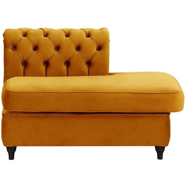 Chesterfield- Module d’extrémité carrée droit (ESR), moutarde - Velluto 8, Couleur des pieds: Noir