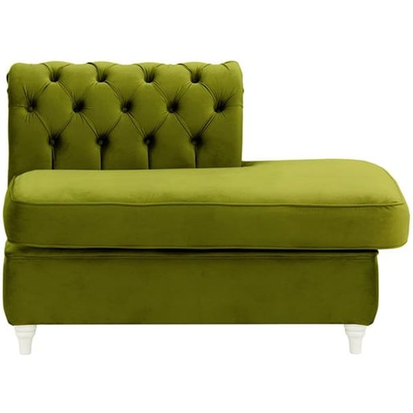 Chesterfield- Module d’extrémité carrée droit (ESR), olive - Velluto 9, Couleur des pieds: Blanc