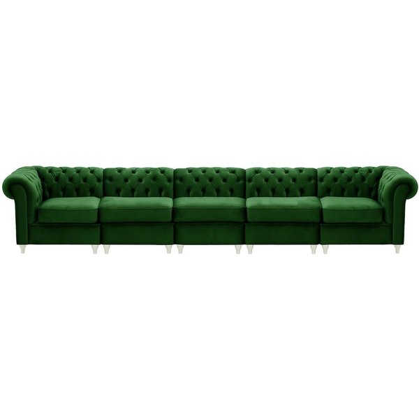 Chesterfield – Canapé Modulaire, vert foncé - Velluto 10, Couleur des pieds: Blanc