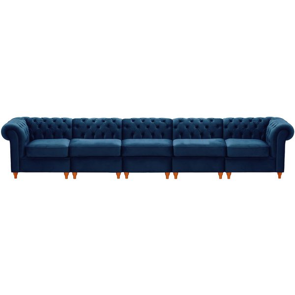 Chesterfield – Canapé Modulaire, bleu - Velluto 11, Couleur des pieds: aveo