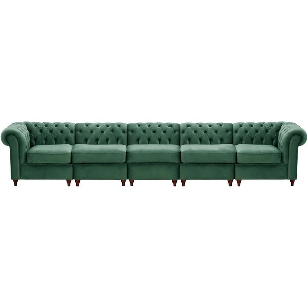 Chesterfield – Canapé Modulaire, bleu - Velluto 12, Couleur des pieds: Chêne foncé