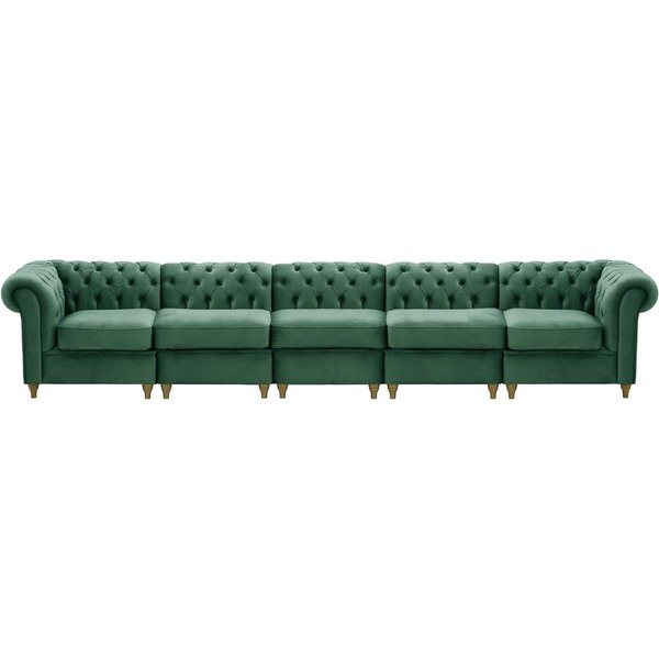 Chesterfield – Canapé Modulaire, bleu - Velluto 12, Couleur des pieds: Noir wax
