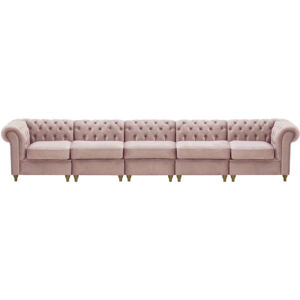 Chesterfield – Canapé Modulaire, lila/rose - Velluto 14, Couleur des pieds: Noir wax