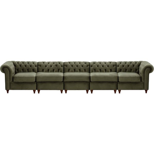 Chesterfield – Canapé Modulaire, graphite - Velluto 19, Couleur des pieds: Chêne foncé