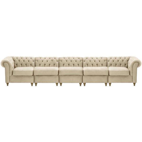Chesterfield – Canapé Modulaire, beige clair - Velluto 2, Couleur des pieds: Noir wax