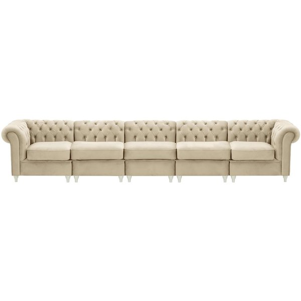 Chesterfield – Canapé Modulaire, beige clair - Velluto 2, Couleur des pieds: Blanc