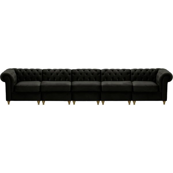 Chesterfield – Canapé Modulaire, noir - Velluto 20, Couleur des pieds: Noir wax
