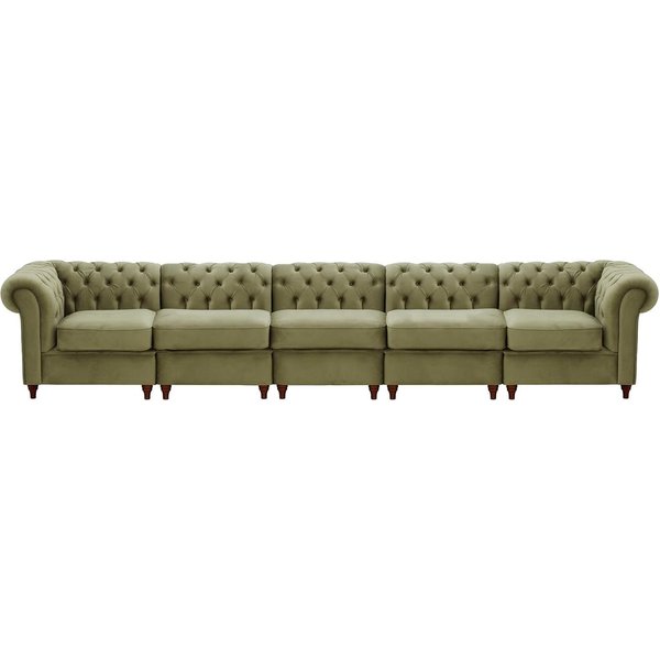 Chesterfield – Canapé Modulaire, beige - Velluto 3, Couleur des pieds: Chêne foncé