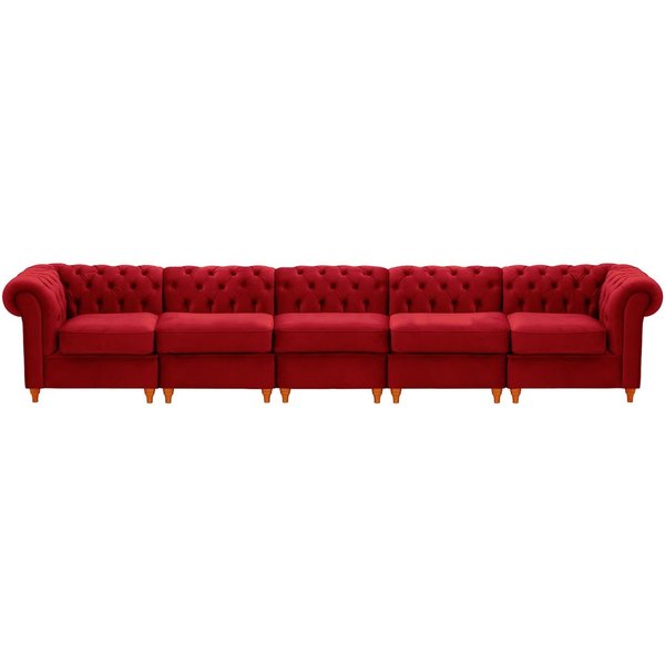 Chesterfield – Canapé Modulaire, rouge - Velluto 7, Couleur des pieds: aveo