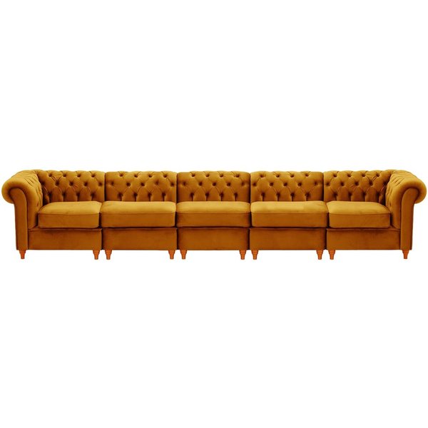 Chesterfield – Canapé Modulaire, moutarde - Velluto 8, Couleur des pieds: aveo