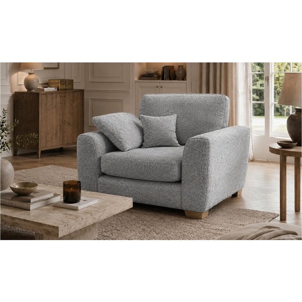 Fauteuil Ronay, Mid Boucle Grey - gris clair, Couleur des pieds: Chêne clair