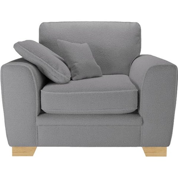 Fauteuil Ronay, Teddy slate - gris, Couleur des pieds: Chêne clair