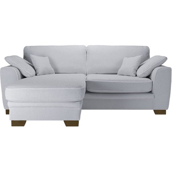 Ronay – canapé d’angle universel, Teddy dove - gris clair, Couleur des pieds: Chêne foncé