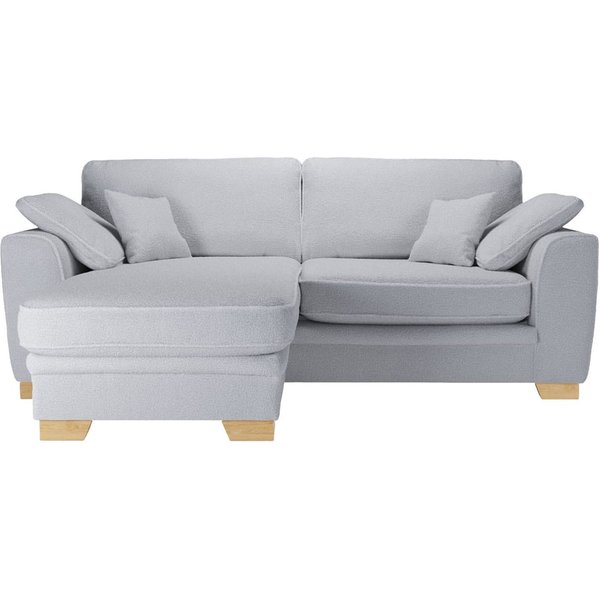 Ronay – canapé d’angle universel, Teddy dove - gris clair, Couleur des pieds: Chêne clair