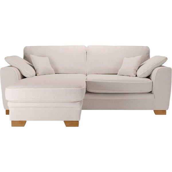 Ronay – canapé d’angle universel, Teddy latte - café au lait, Couleur des pieds: aveo