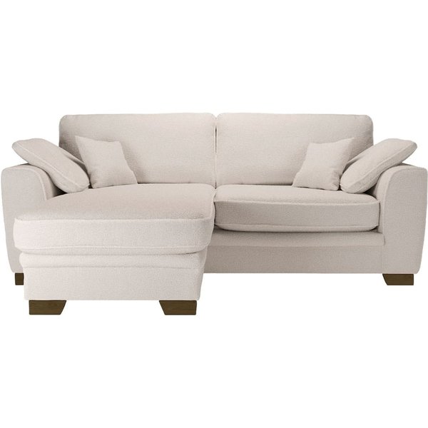 Ronay – canapé d’angle universel, Teddy latte - café au lait, Couleur des pieds: Chêne foncé