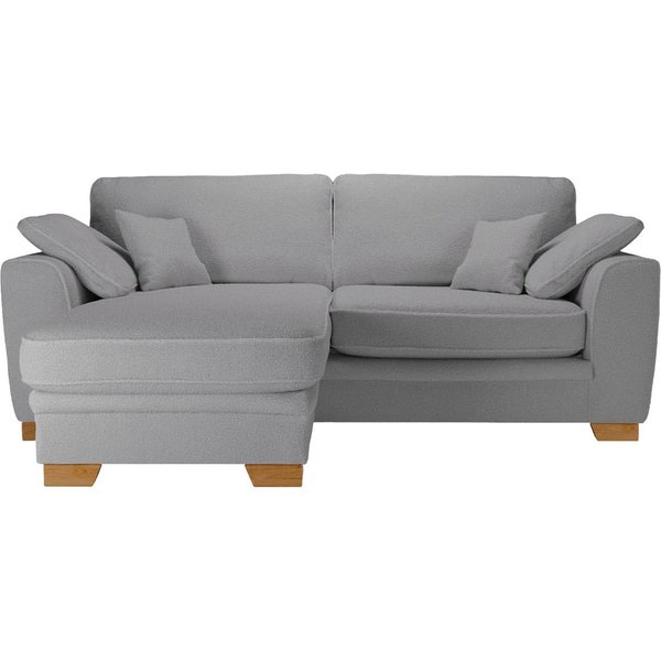 Ronay – canapé d’angle universel, Teddy slate - gris, Couleur des pieds: aveo