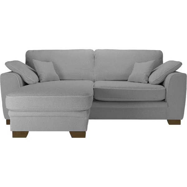 Ronay – canapé d’angle universel, Teddy slate - gris, Couleur des pieds: Chêne foncé