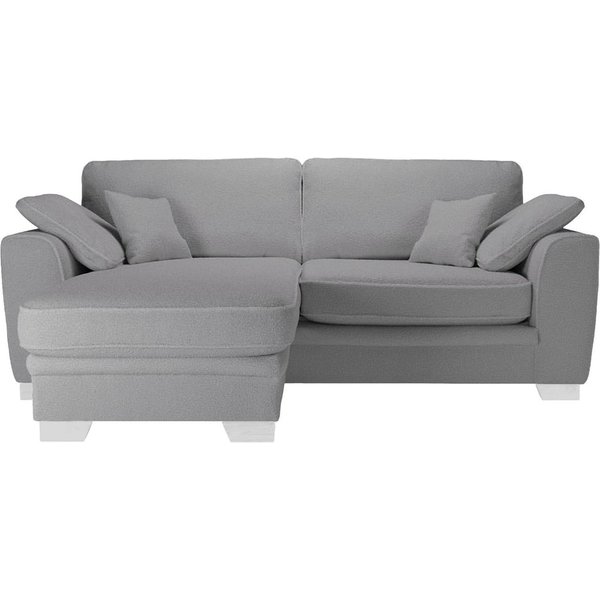 Ronay – canapé d’angle universel, Teddy slate - gris, Couleur des pieds: Blanc