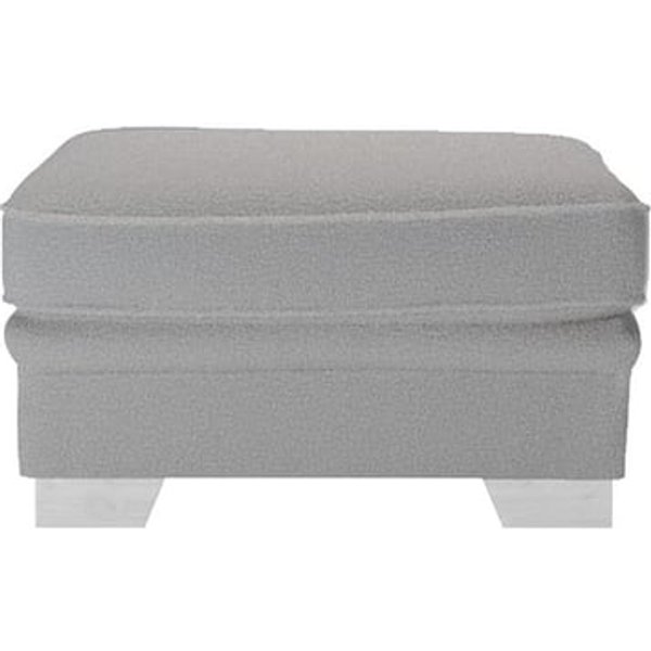 Pouf Ronay, Teddy slate - gris, Couleur des pieds: Blanc