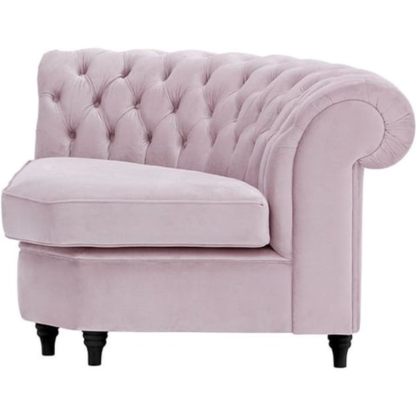 Chesterfield – Module d’angle arrondi, lila/rose - Velluto 14, Couleur des pieds: Noir