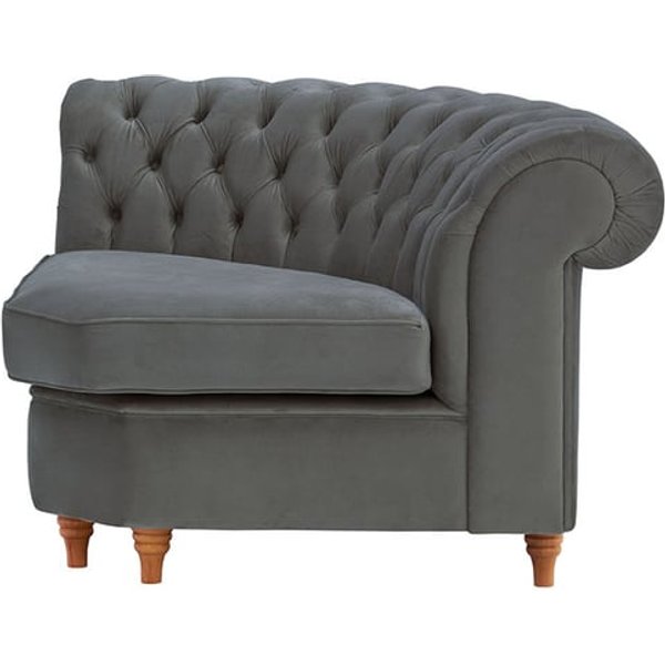 Chesterfield – Module d’angle arrondi, graphite - Velluto 19, Couleur des pieds: aveo