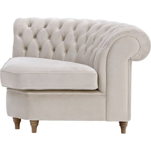 Chesterfield – Module d’angle arrondi, beige clair - Velluto 2, Couleur des pieds: Noir wax