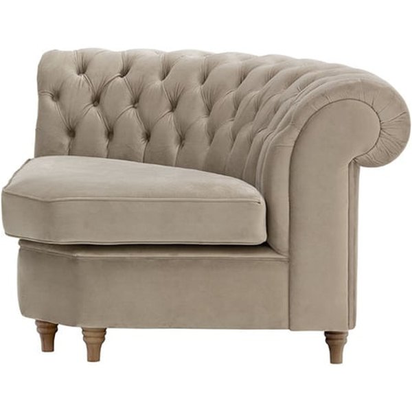 Chesterfield – Module d’angle arrondi, beige - Velluto 3, Couleur des pieds: Noir wax
