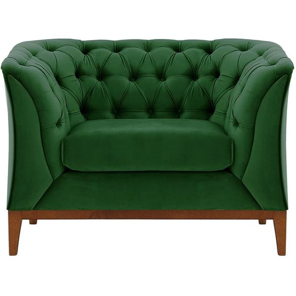 Fauteuil Chesterfield Modern Wood, vert foncé - Velluto 10, Couleur des pieds: aveo