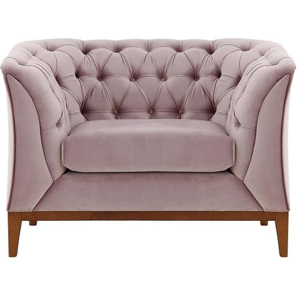 Fauteuil Chesterfield Modern Wood, lila/rose - Velluto 14, Couleur des pieds: aveo