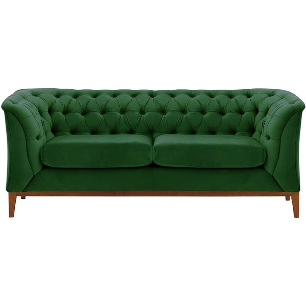 Canapé deux places Chesterfield Modern Wood, vert foncé - Velluto 10, Couleur des pieds: aveo