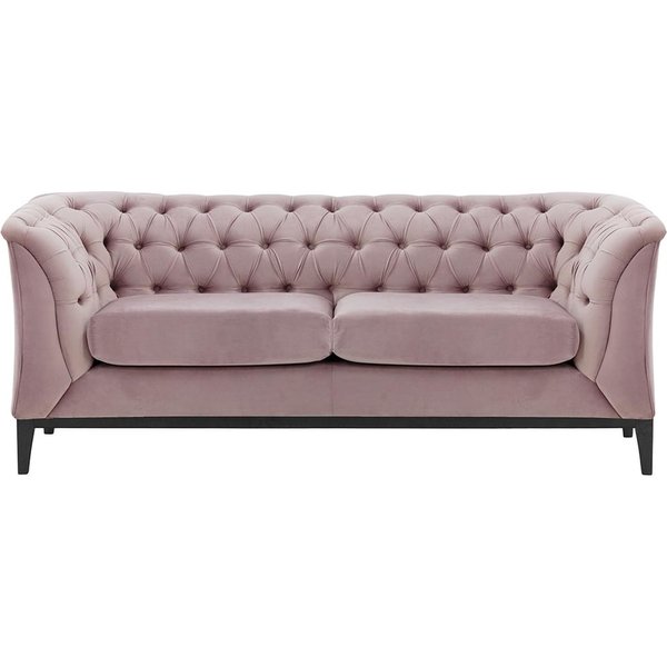 Canapé deux places Chesterfield Modern Wood, lila/rose - Velluto 14, Couleur des pieds: Noir