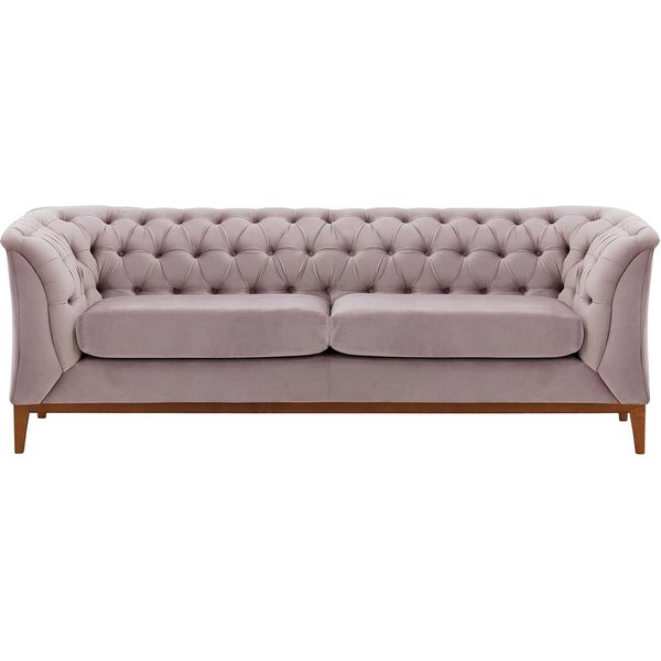 Canapé 2,5 places Chesterfield Modern Wood, lila/rose - Velluto 14, Couleur des pieds: aveo
