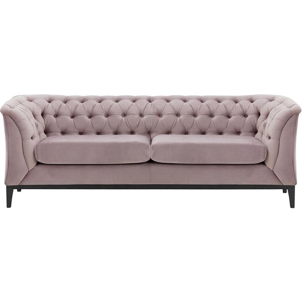 Canapé 2,5 places Chesterfield Modern Wood, lila/rose - Velluto 14, Couleur des pieds: Noir