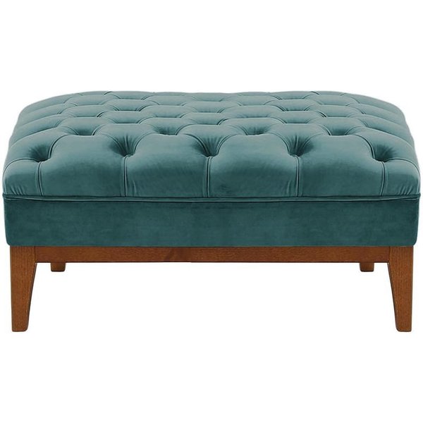 Pouf Chesterfield Modern Wood, vert citron - Baku 7, Couleur des pieds: Blanc