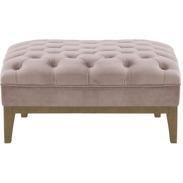 Pouf Chesterfield Modern Wood, lila/rose - Velluto 14, Couleur des pieds: Noir wax