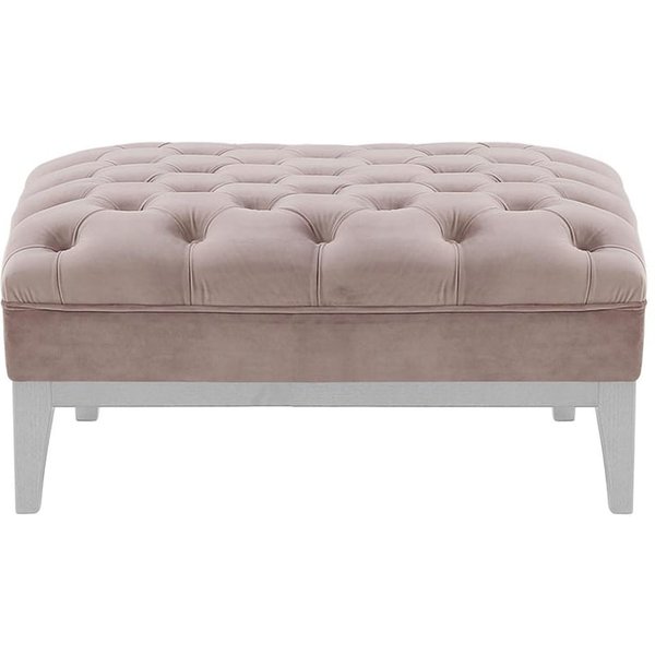 Pouf Chesterfield Modern Wood, lila/rose - Velluto 14, Couleur des pieds: Blanc