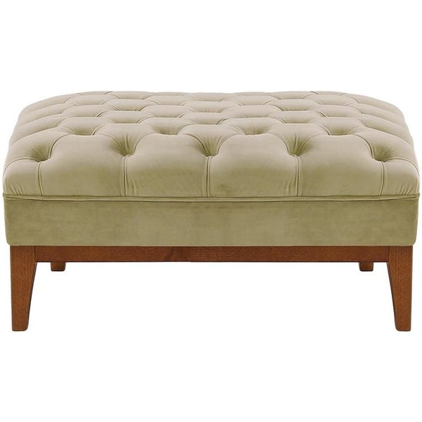 Pouf Chesterfield Modern Wood, beige - Velluto 3, Couleur des pieds: aveo