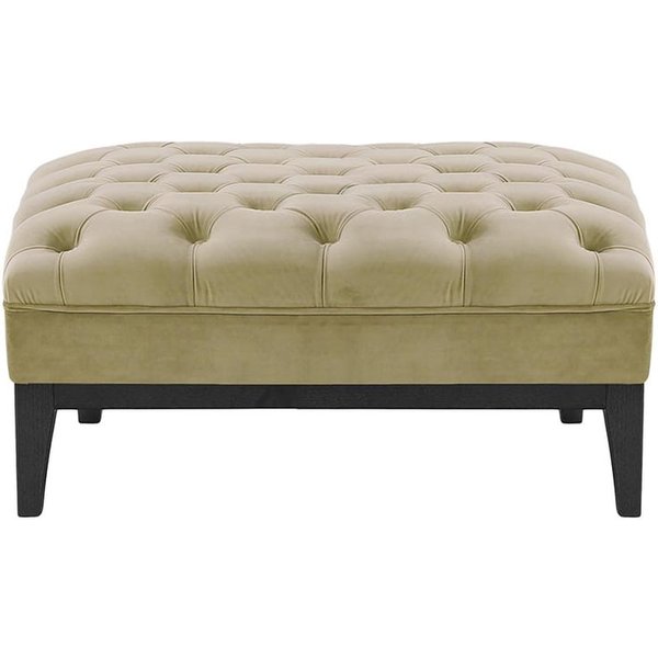 Pouf Chesterfield Modern Wood, beige - Velluto 3, Couleur des pieds: Noir