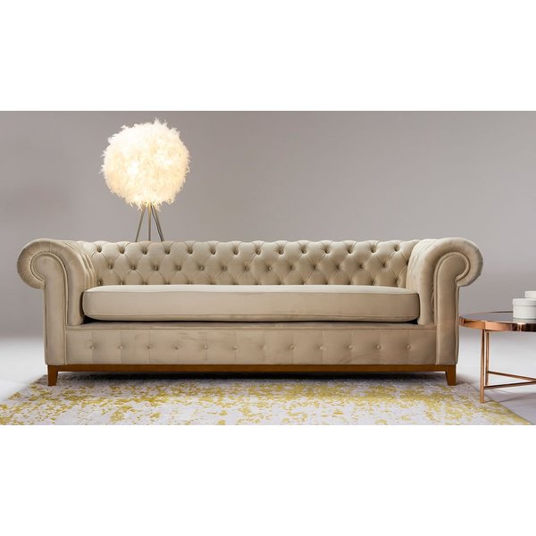 Canapé trois places Chesterfield Grand, Velluto 33 - orange rouillé, Couleur des pieds: aveo