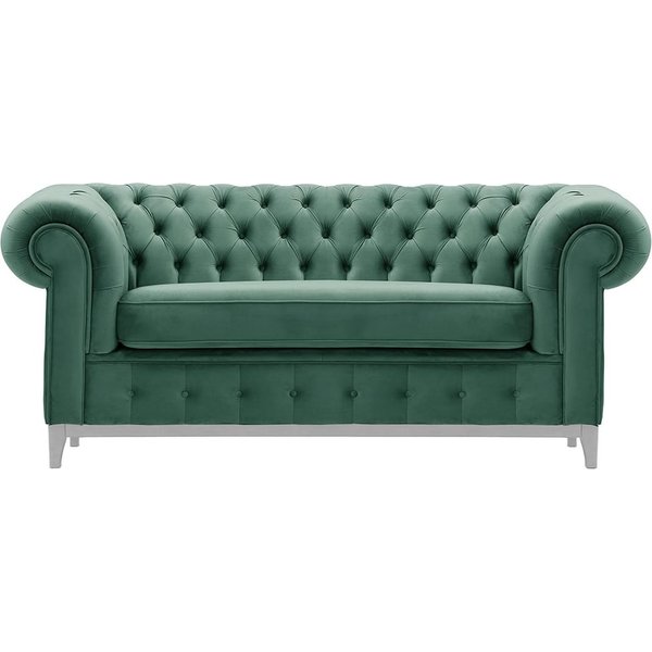 Canapé deux places Chesterfield Grand, bleu - Velluto 12, Couleur des pieds: Blanc
