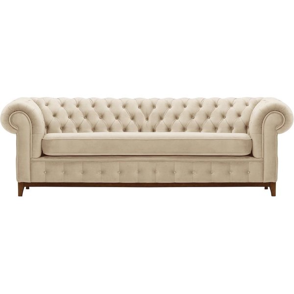 Canapé trois places Chesterfield Grand, beige clair - Velluto 2, Couleur des pieds: aveo