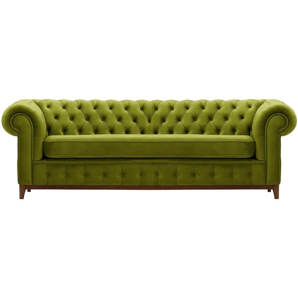 Canapé trois places Chesterfield Grand, olive - Velluto 9, Couleur des pieds: aveo