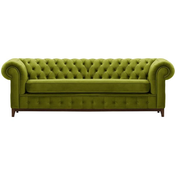 Canapé trois places Chesterfield Grand, olive - Velluto 9, Couleur des pieds: Chêne foncé