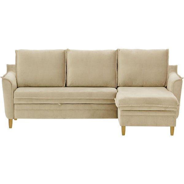 Canapé d’angle avec fonction lit et coffre de rangement Amour, beige clair - Velluto 2